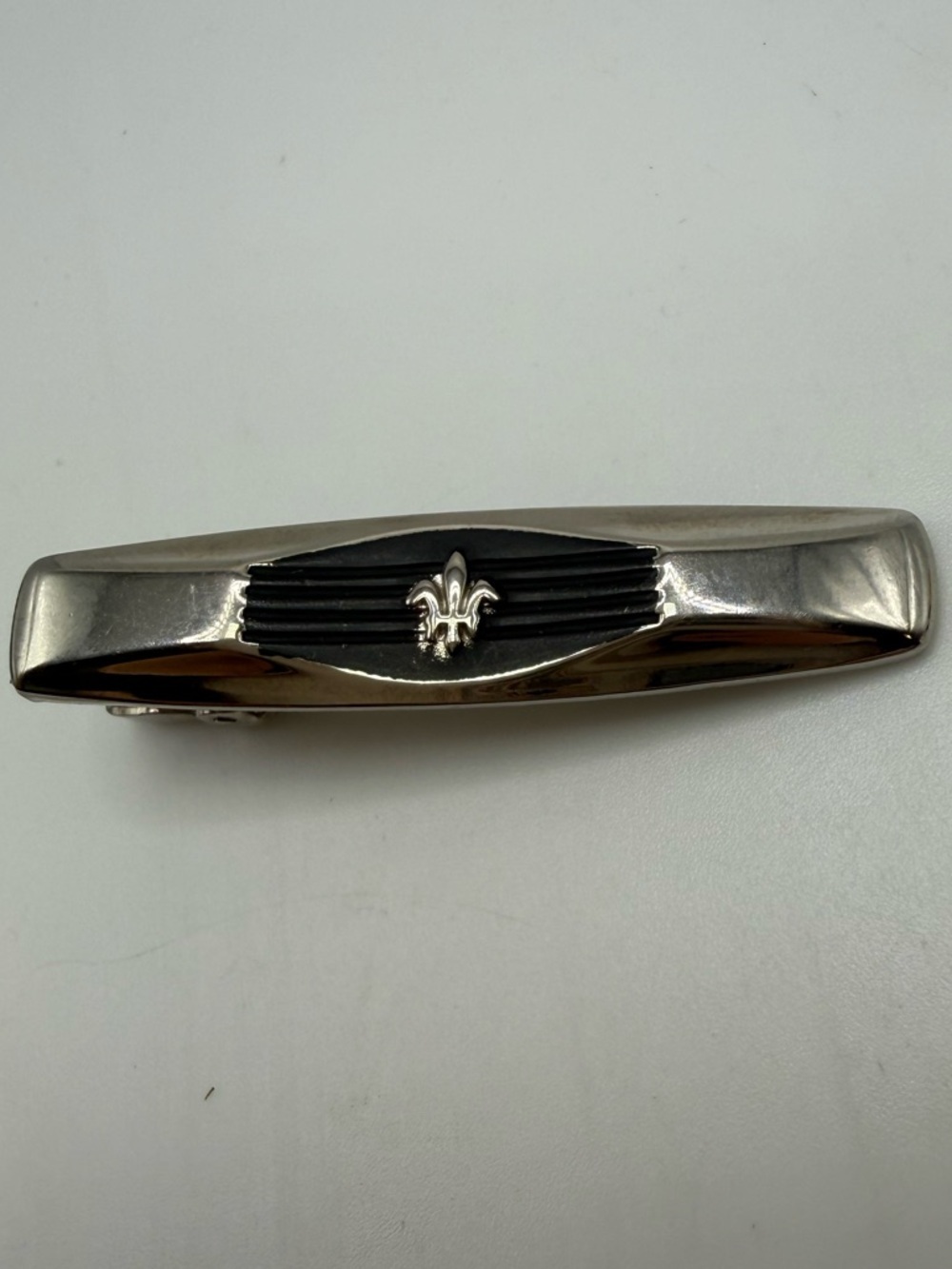 Vintage Silver Tie Bar Fleur de Lis